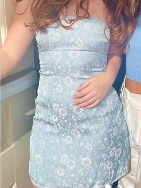 Princess Polly Light Blue Floral Mini Dress